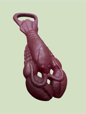 Artisan Burgundy Lobster Bottle Opener Cast Iron